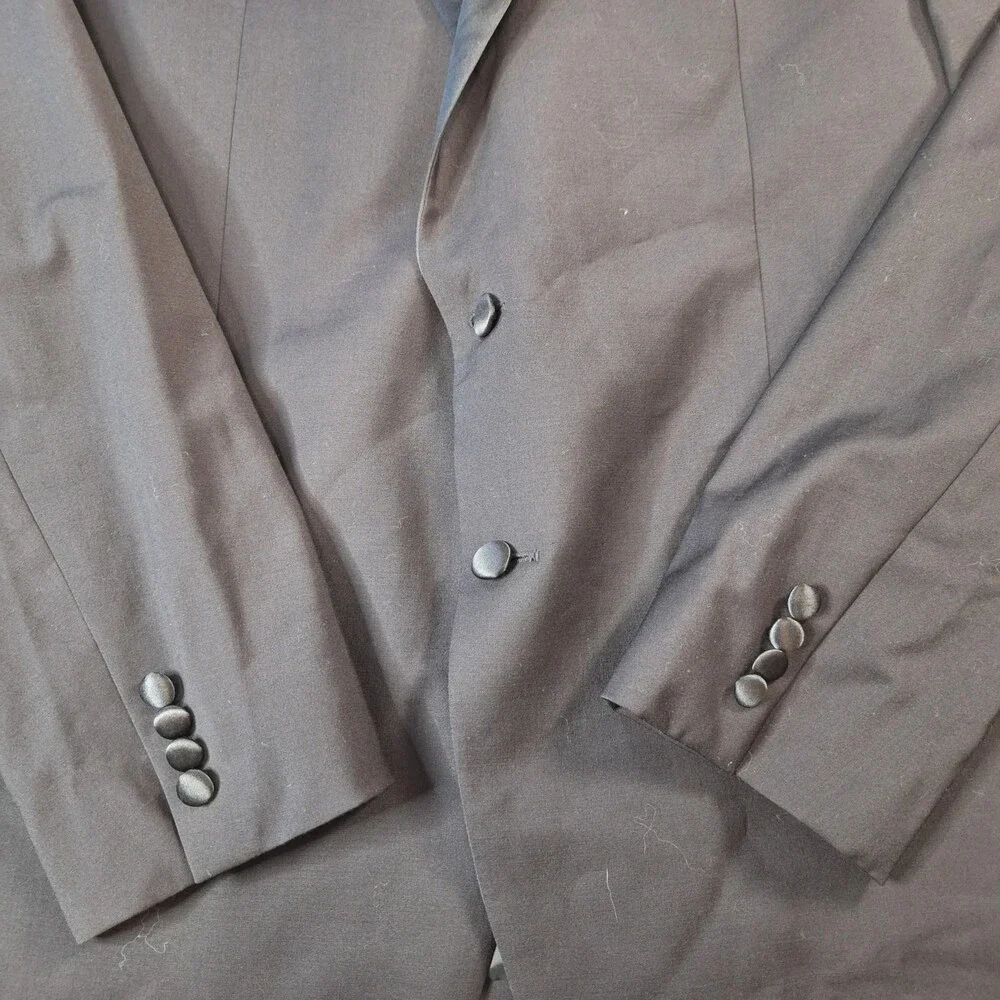Calvin Klein Suit Jacket Mens 48 Long Black Wool Ventless 2 Button Tuxedo Forma